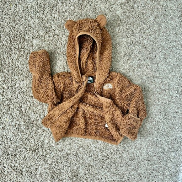 Baby Sherpa Fleece Brown North Face Hoodie I Size: 6-12M I Bear Hood - Picture 3 of 6
